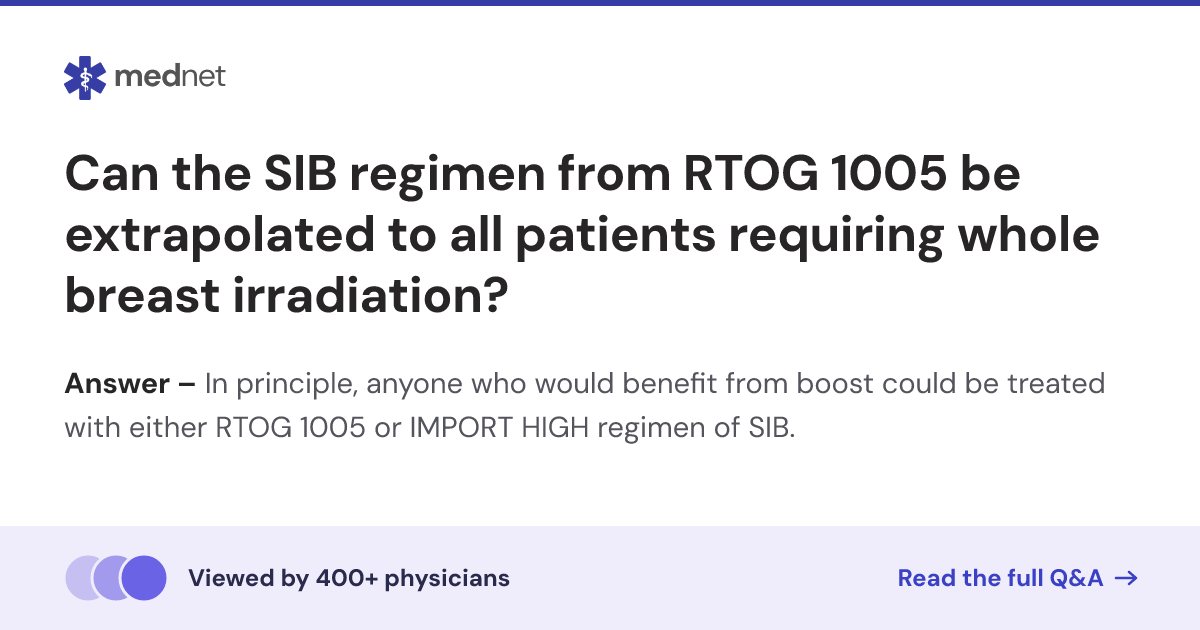 Can the SIB regimen from RTOG 1005 be extrapolated to all patients ...