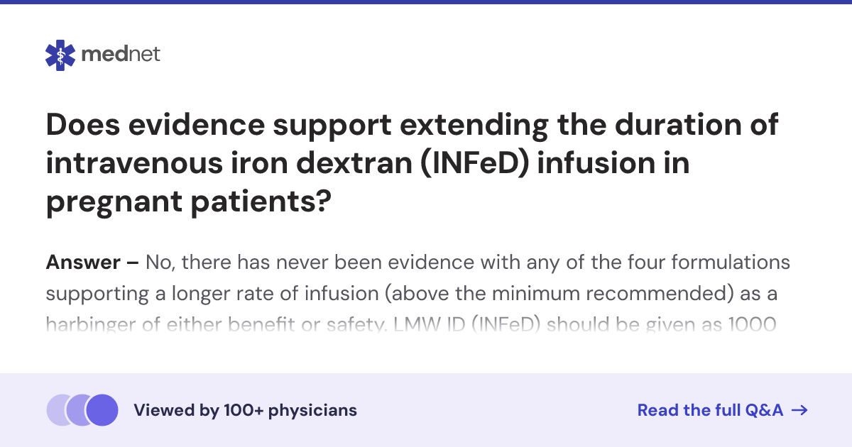 Does evidence support extending the duration of intravenous iron ...