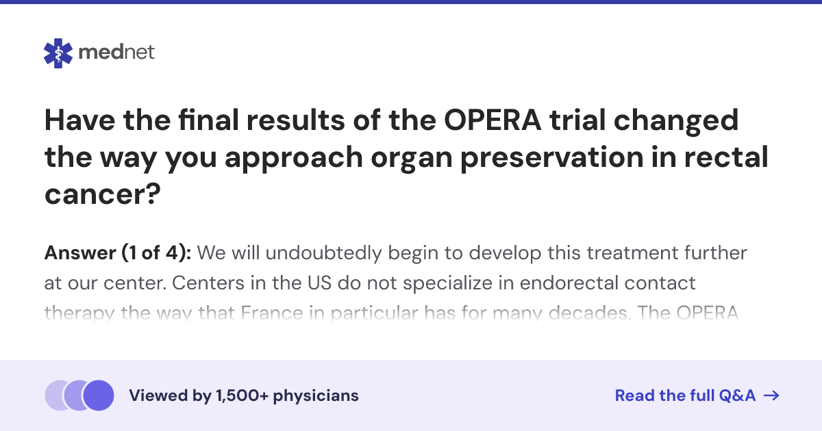 Have the final results of the OPERA trial changed the way you approach ...