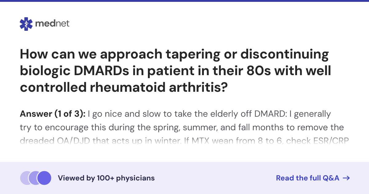 How can we approach tapering or discontinuing biologic DMARDs in ...