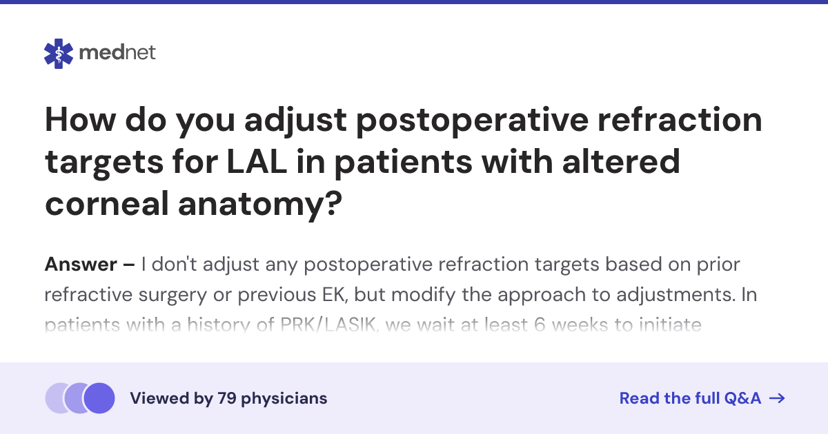 How do you adjust postoperative refraction targets for LAL in patients ...