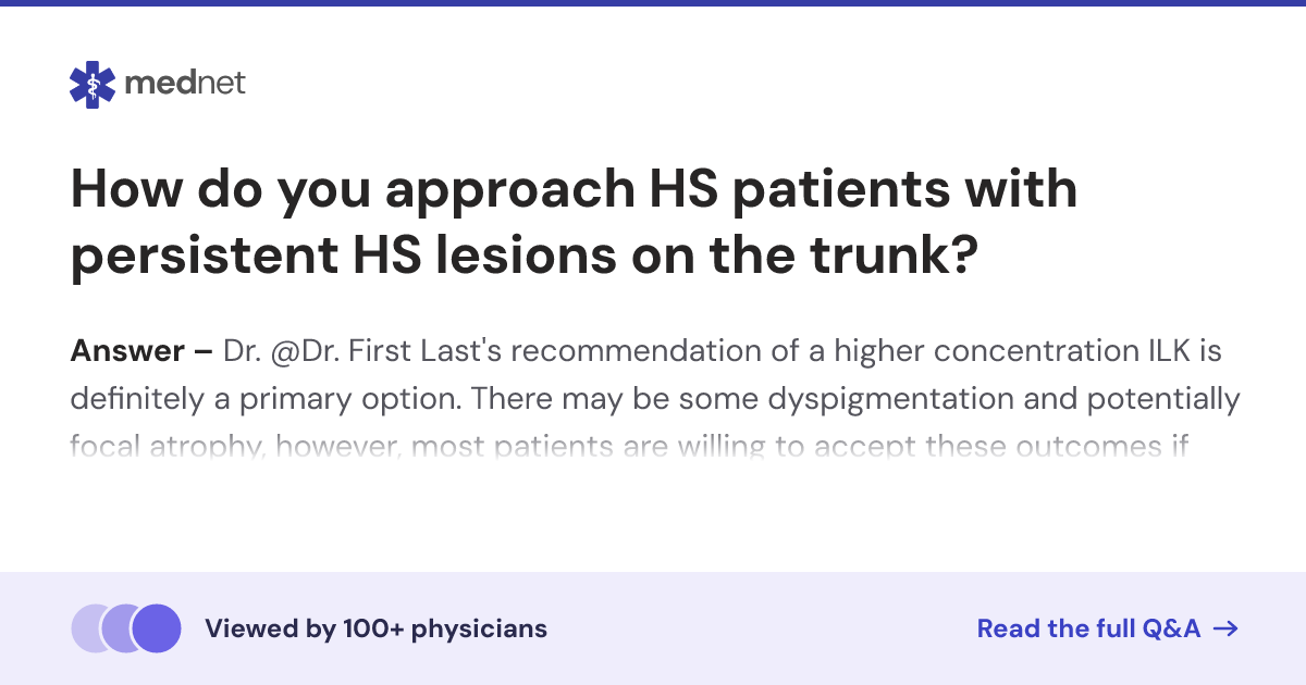 How do you approach HS patients with persistent HS lesions on the trunk ...