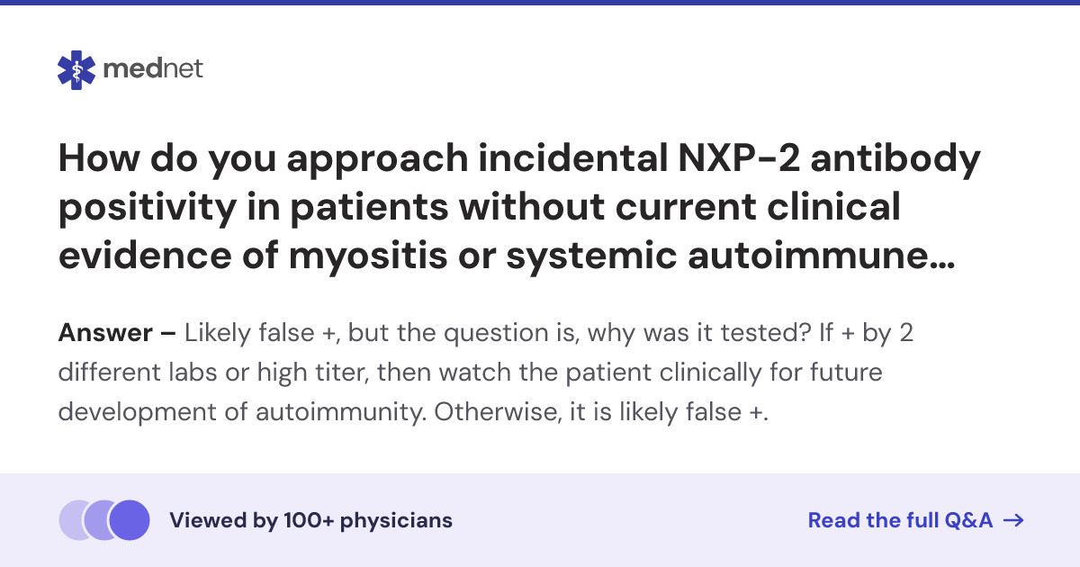 How do you approach incidental NXP-2 antibody positivity in patients ...