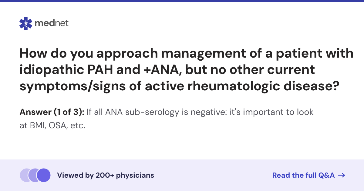 How do you approach management of a patient with idiopathic PAH and ...