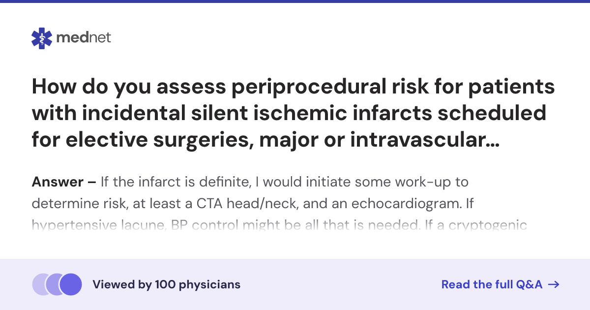 How do you assess periprocedural risk for patients with incidental ...