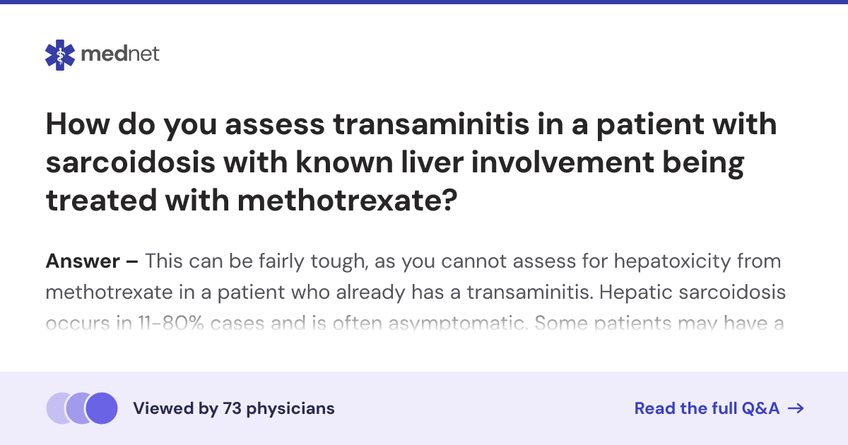How do you assess transaminitis in a patient with sarcoidosis with ...