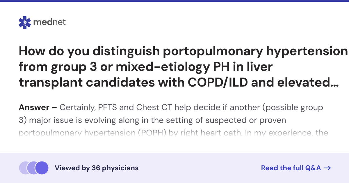 How do you distinguish portopulmonary hypertension from group 3 or ...
