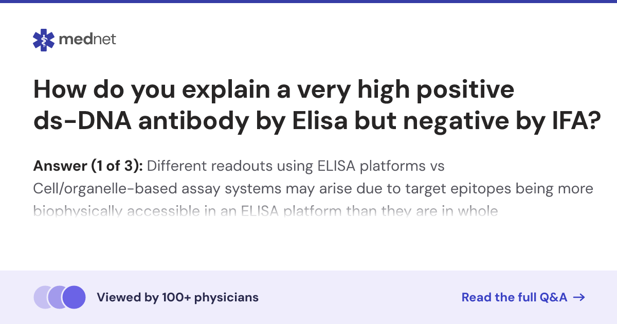 How do you explain a very high positive ds-DNA antibody by Elisa but ...