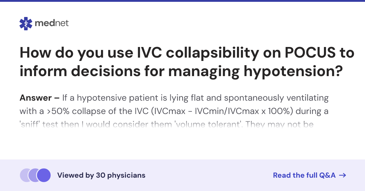 How do you use IVC collapsibility on POCUS to inform decisions for ...