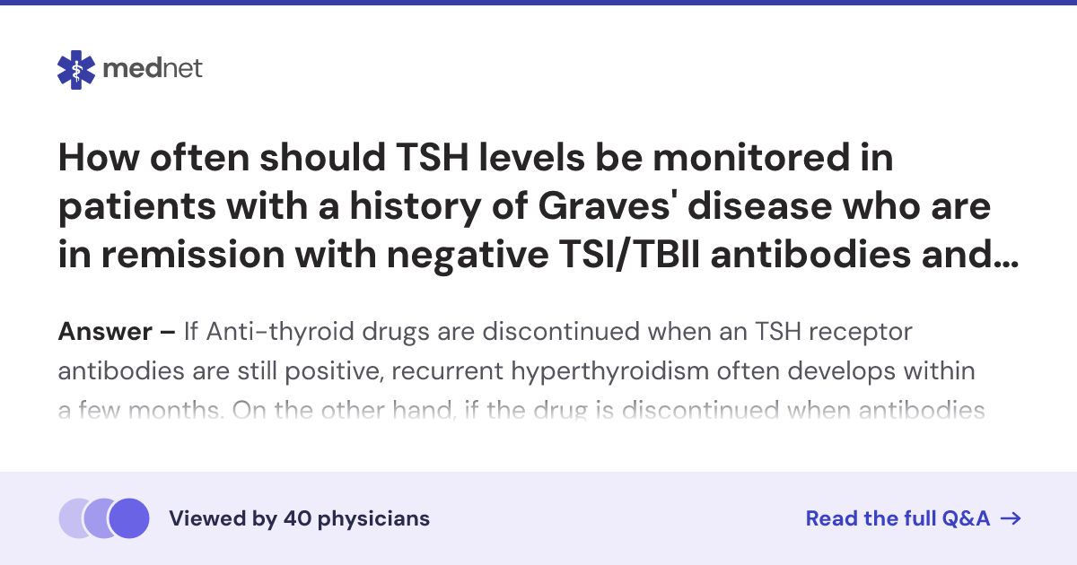 How often should TSH levels be monitored in patients with a history of ...