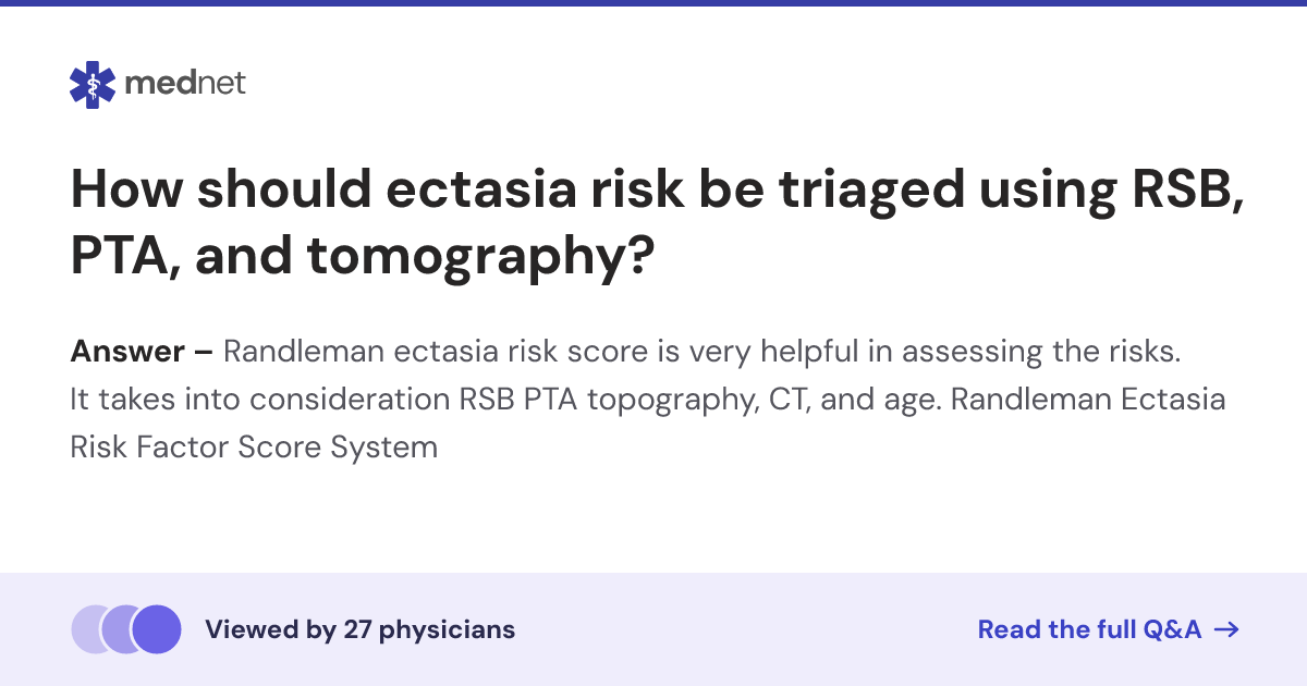 How should ectasia risk be triaged using RSB, PTA, and tomography? | Mednet