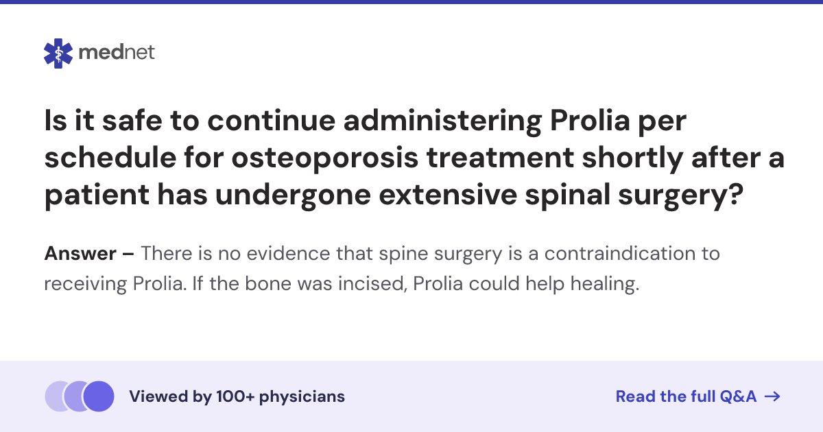 Is it safe to continue administering Prolia per schedule for ...
