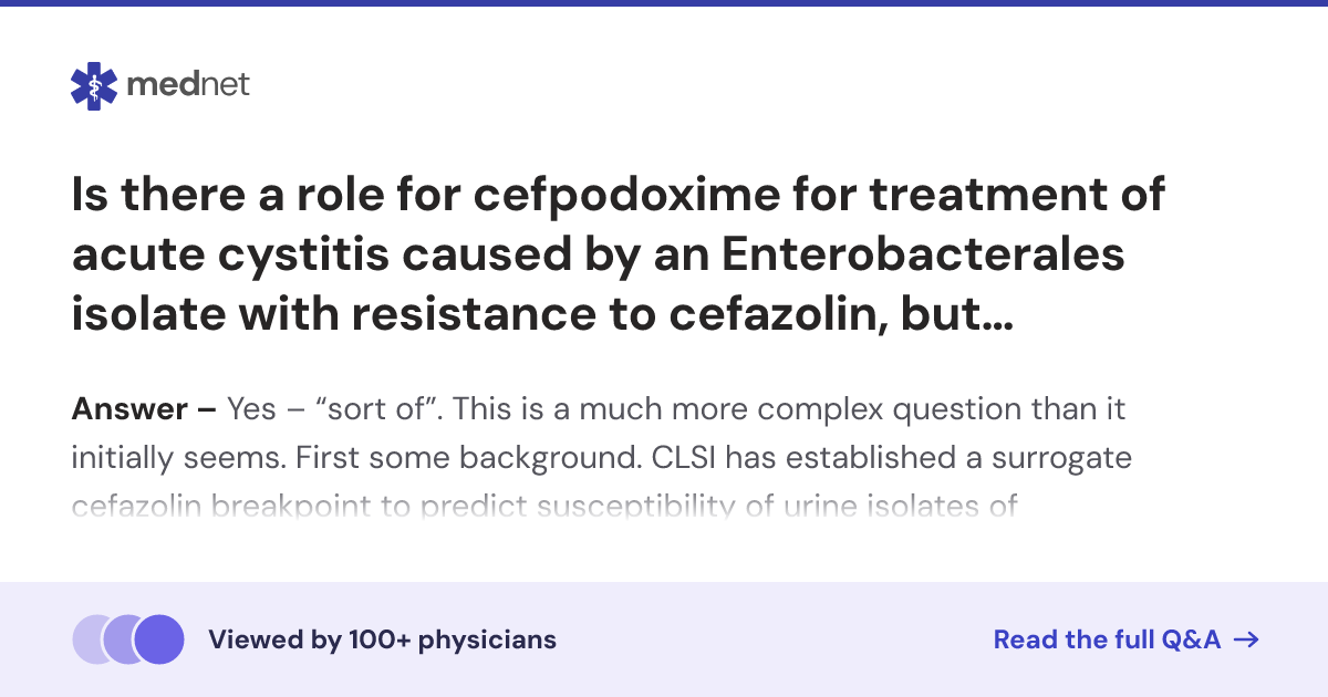 Is there a role for cefpodoxime for treatment of acute cystitis caused ...