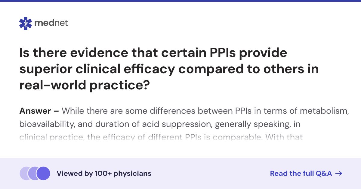 Is there evidence that certain PPIs provide superior clinical efficacy ...