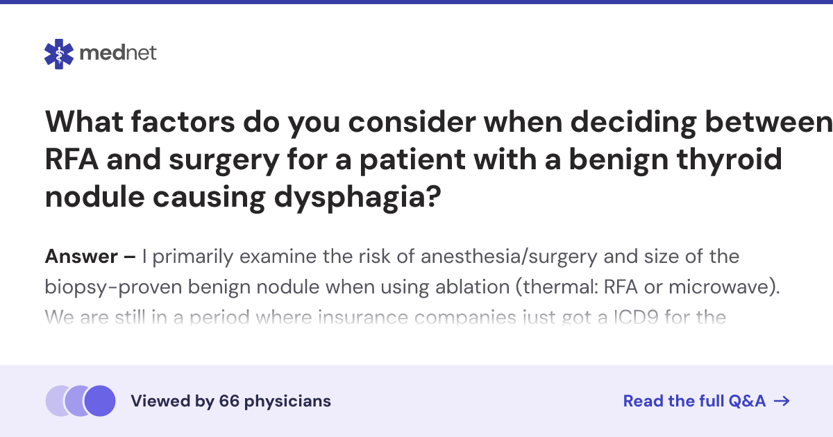 What factors do you consider when deciding between RFA and surgery for ...