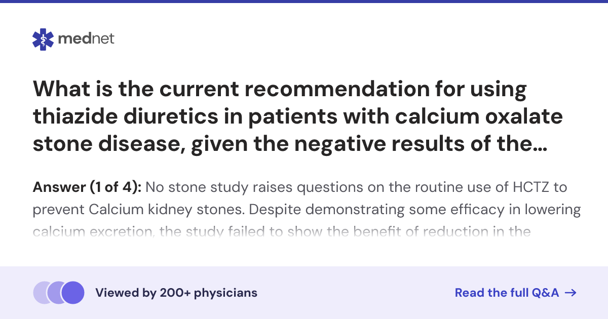 Image result for What is the current recommendation for using thiazide diuretics in ...