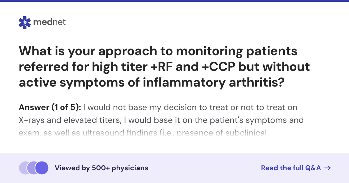 What is your approach to monitoring patients referred for high titer ...