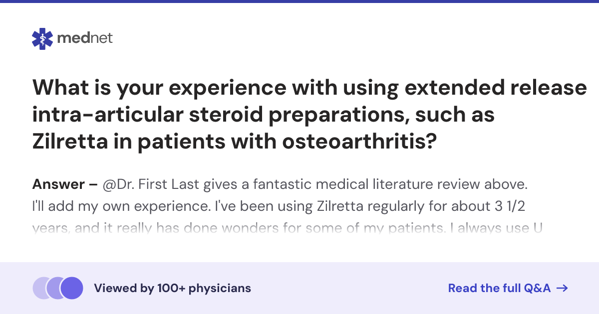 What is your experience with using extended release intra-articular ...