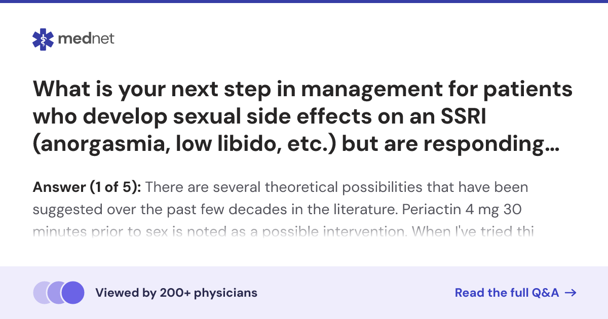 What is your next step in management for patients who develop sexual ...