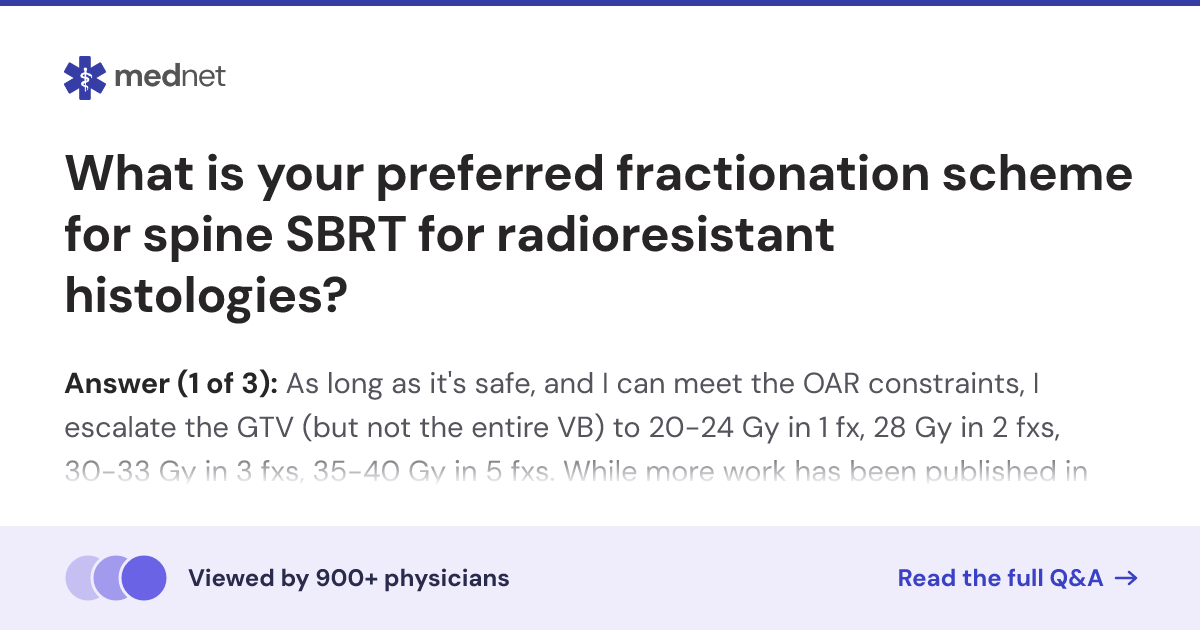 What is your preferred fractionation scheme for spine SBRT for ...