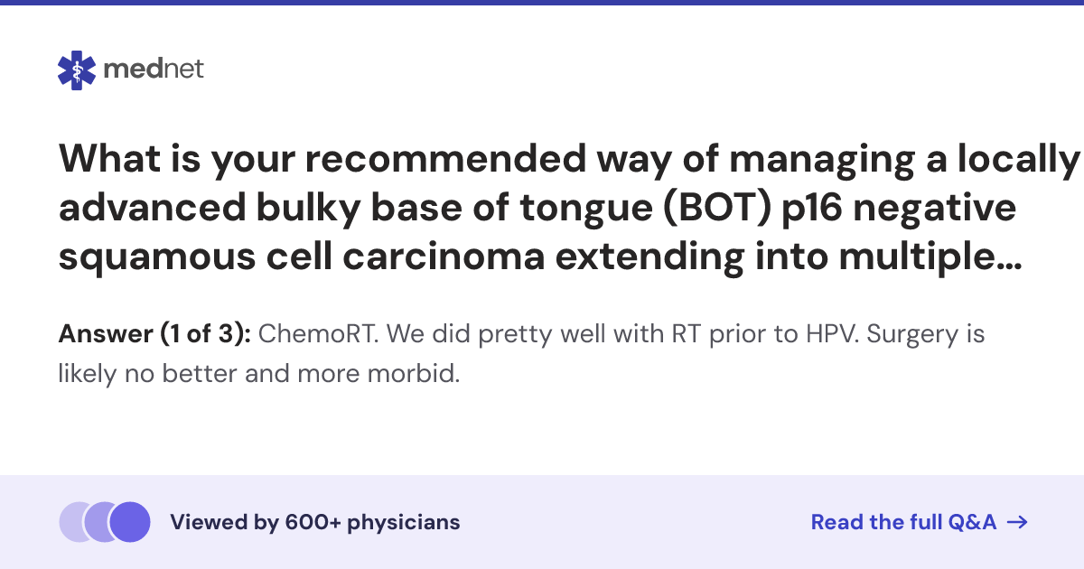 What is your recommended way of managing a locally advanced bulky base ...