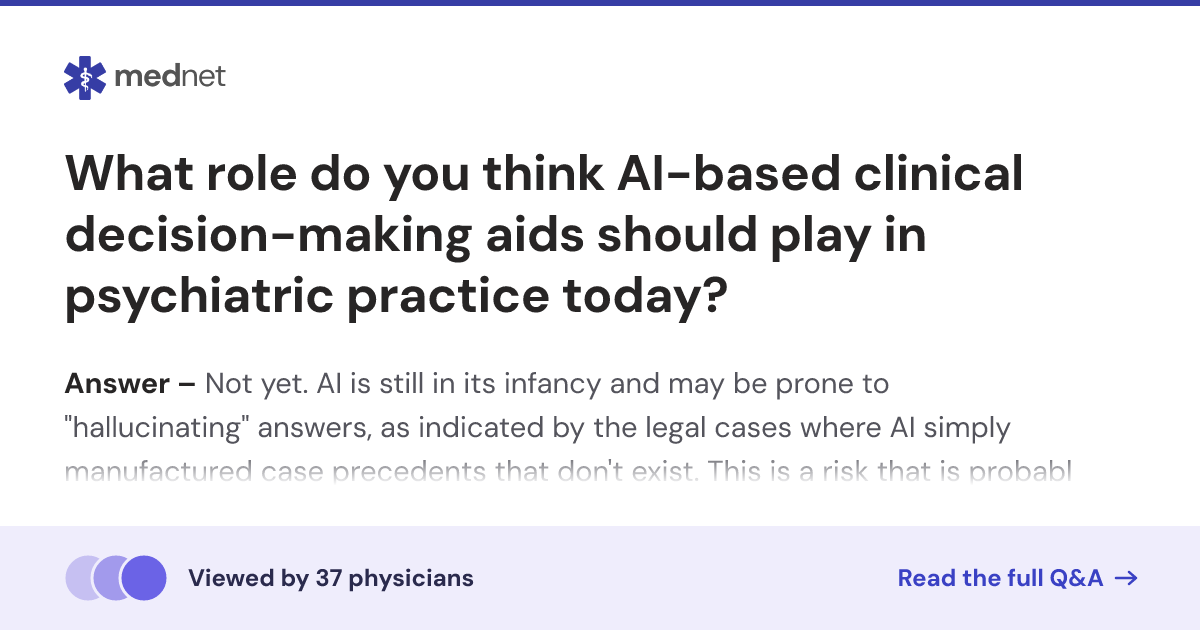 What role do you think AI-based clinical decision-making aids should ...