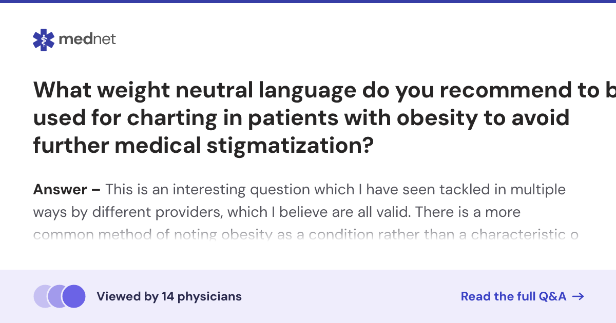 What weight neutral language do you recommend to be used for charting ...
