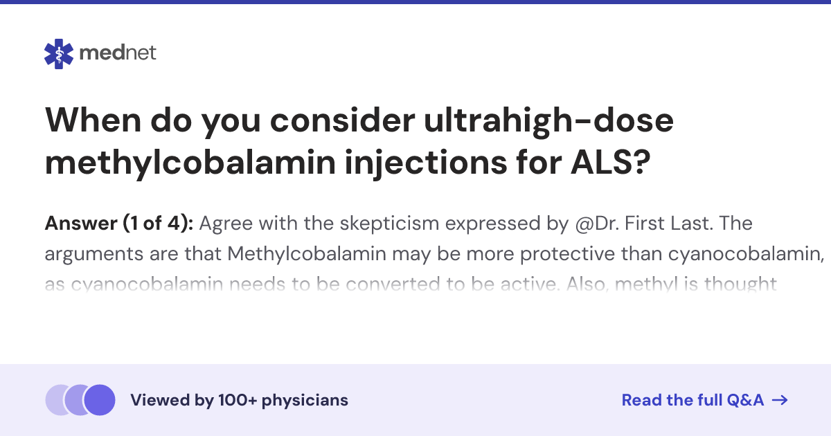 When do you consider ultrahigh-dose methylcobalamin injections for ALS ...