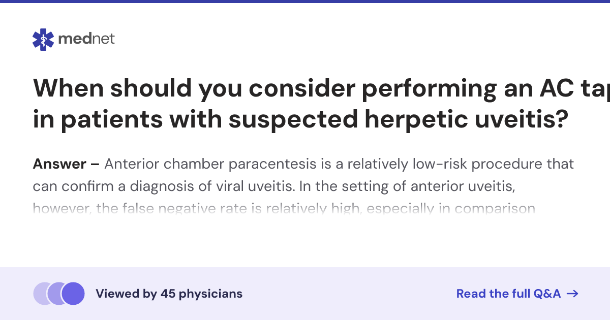 When should you consider performing an AC tap in patients with ...