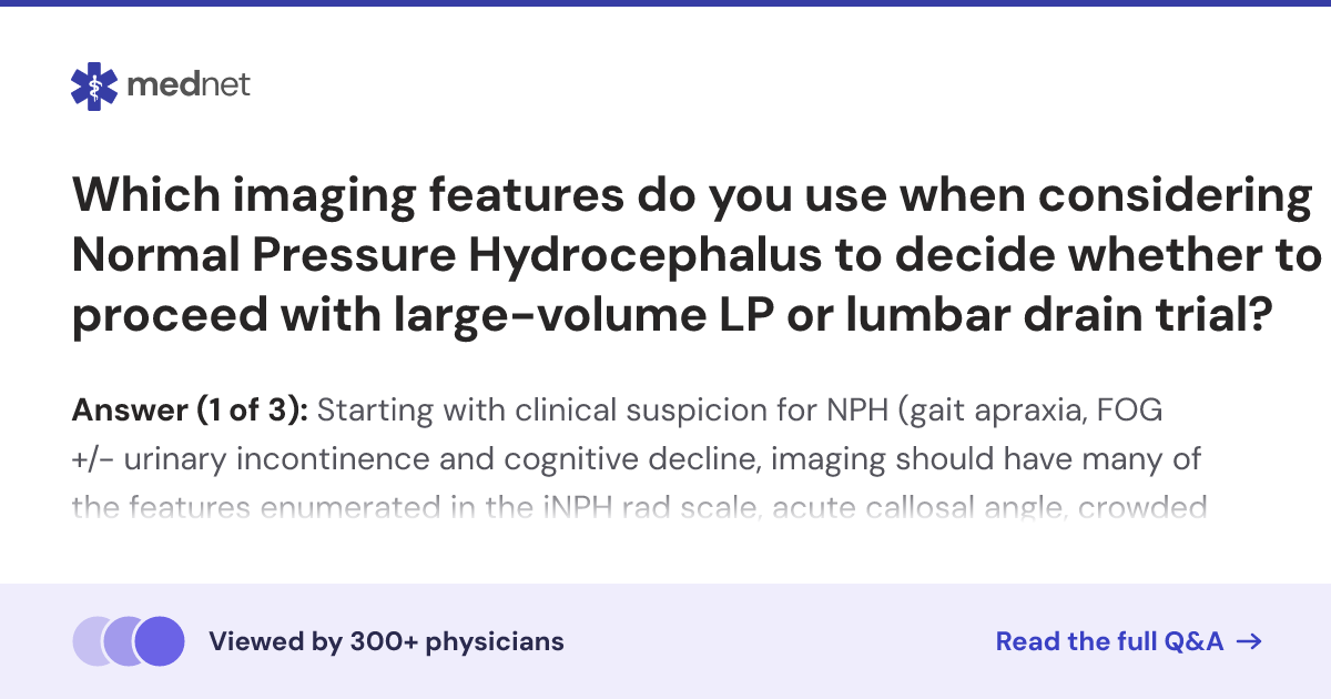 Which imaging features do you use when considering Normal Pressure ...